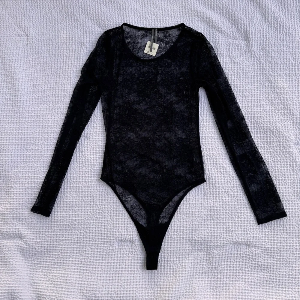 NWT Anthropologie Lace Bodysuit Black The Harlowe